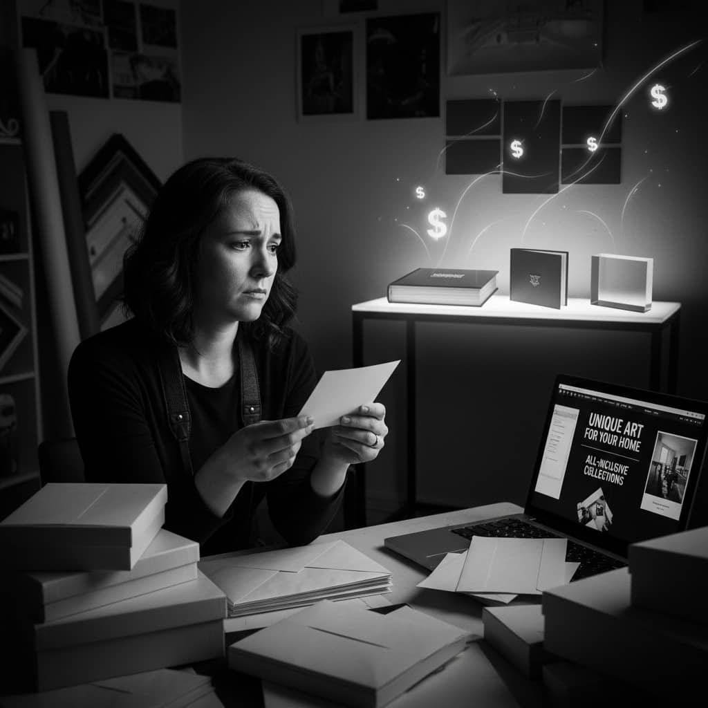 Stressed photographer struggling with business challenges